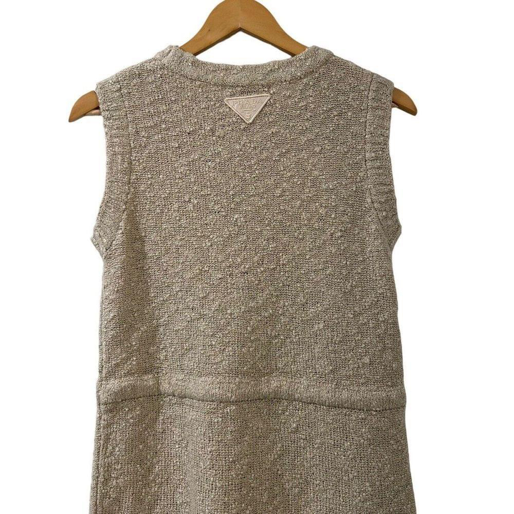 PRADA Boucle Drawstring Mini Dress NWT Small Oatmeal Brown Authentic New - Picture 12 of 16